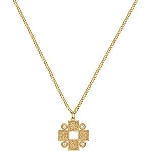 Dremmy Studios Gold Cross Necklace Flower Pendant Diamond CZ 14K Gold Plated